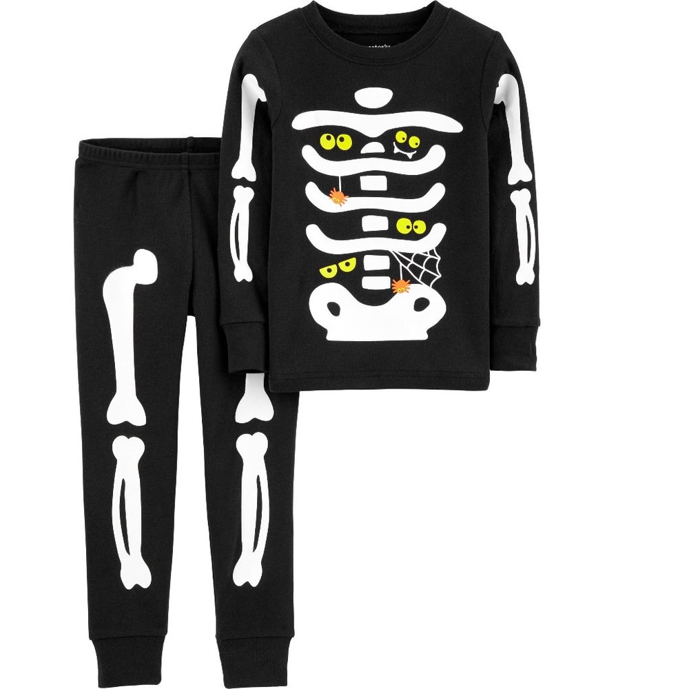 Baby Toddler Boys Girls Carter's Halloween SKELETON Snug Fit Cotton Pajamas NWT